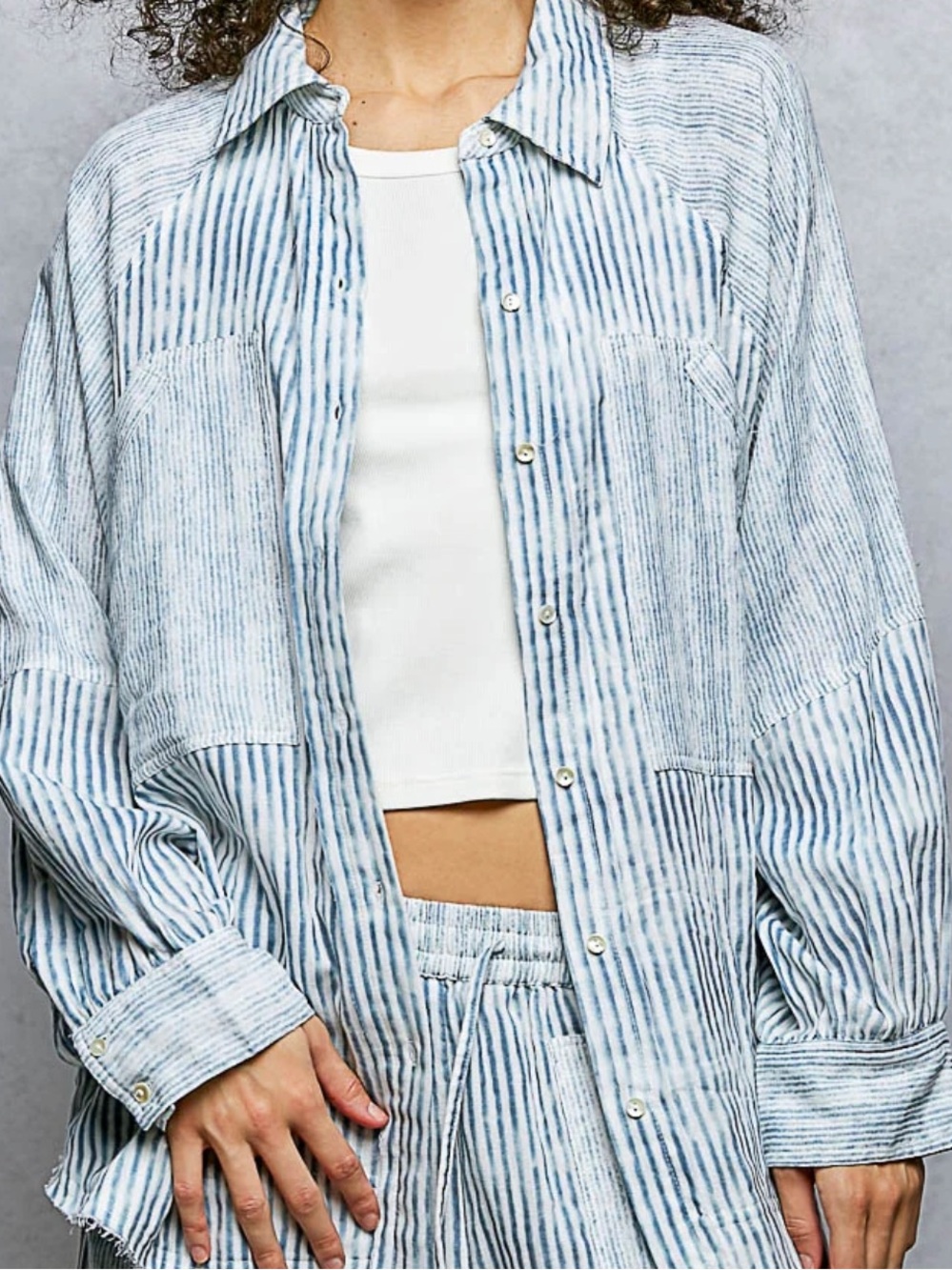 POL Breezy Bay Button Up Top